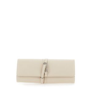Liffner Women White Clutch With Belt On The Front In Leather For Women